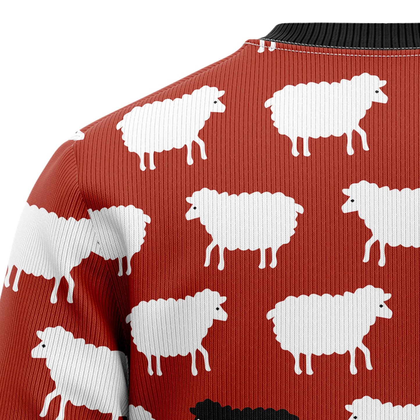 Black And White Sheep Ugly Christmas Sweater, Sheeps All-over Printed Red Christmas Ugly Sweater, Sheep Lover Xmas Gift Crewneck Knitted Sweater