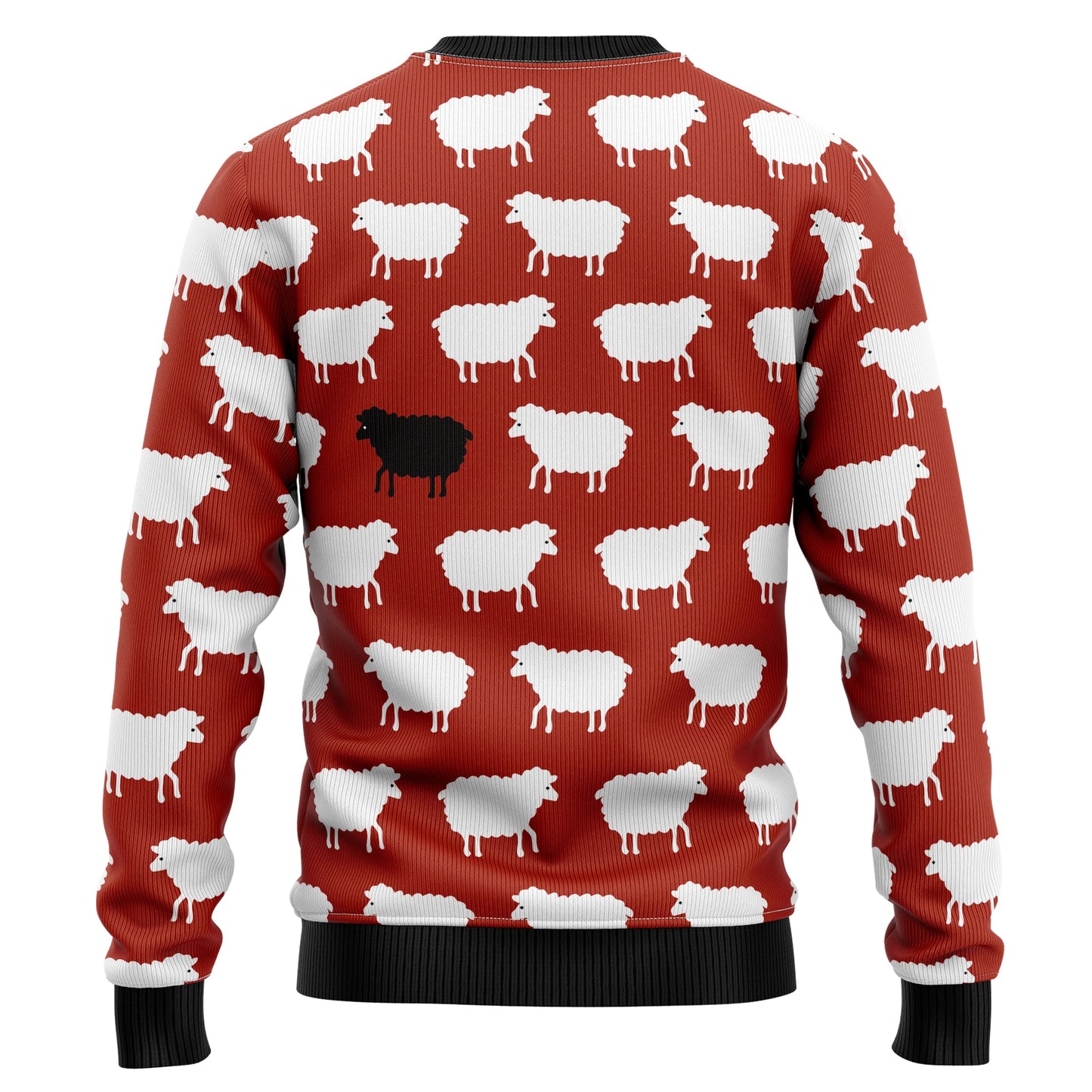 Black And White Sheep Ugly Christmas Sweater, Sheeps All-over Printed Red Christmas Ugly Sweater, Sheep Lover Xmas Gift Crewneck Knitted Sweater