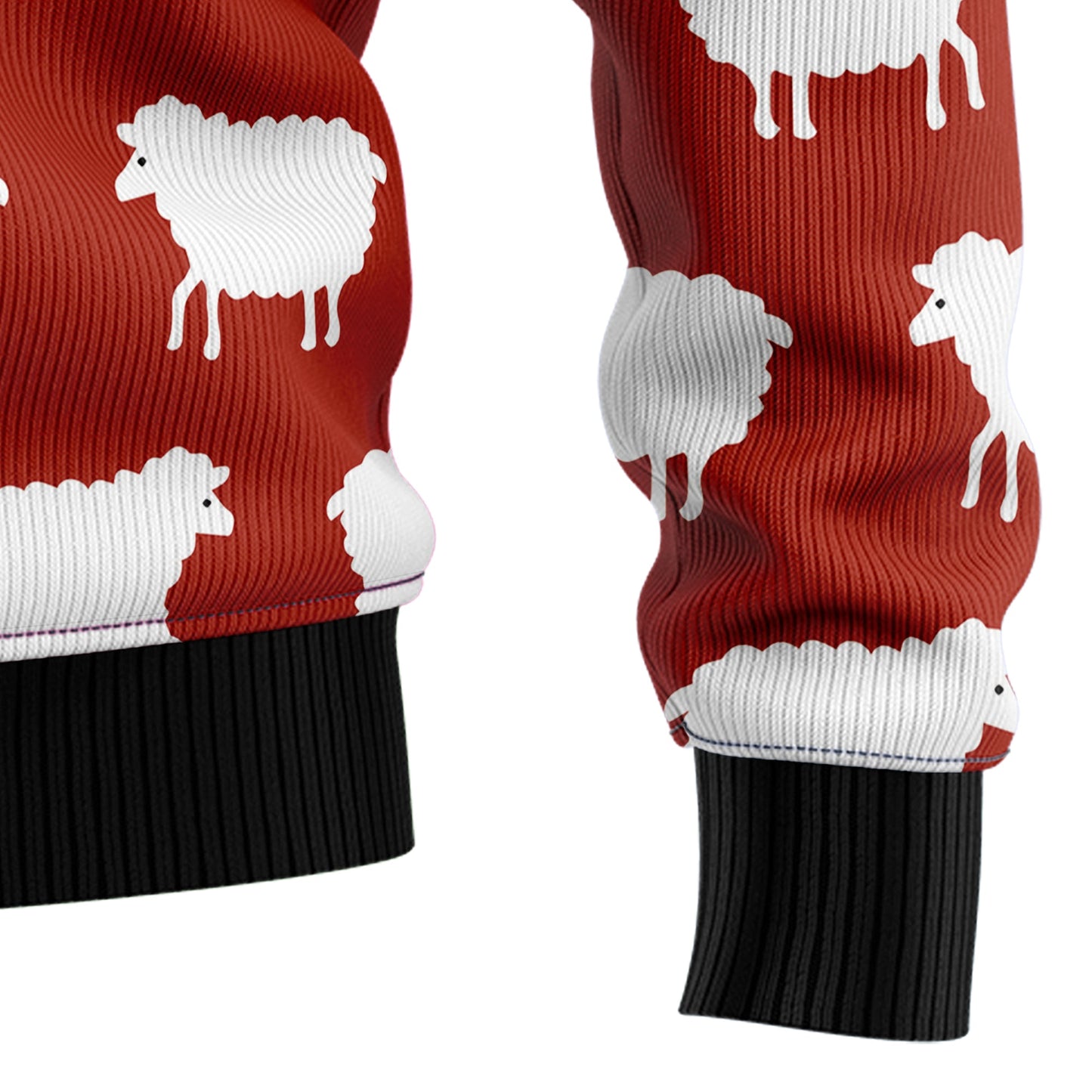 Black And White Sheep Ugly Christmas Sweater, Sheeps All-over Printed Red Christmas Ugly Sweater, Sheep Lover Xmas Gift Crewneck Knitted Sweater