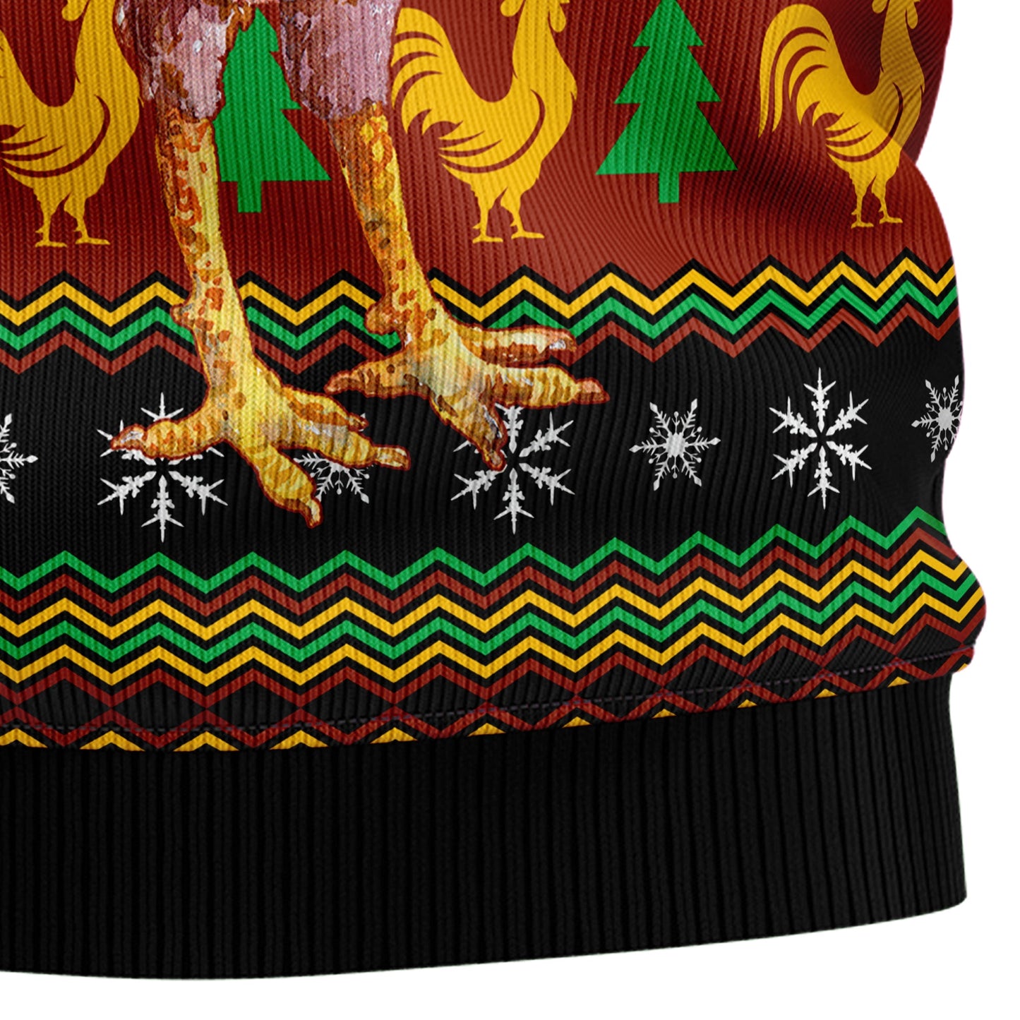 Chicken Cluckry Christmas Pattern Ugly Christmas Sweater, Santa Rooster Christmas Ugly Sweater, Chicken Christmas Crewneck Knitted Ugly Sweaters