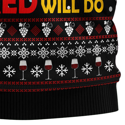 Dreaming Of White Christmas But Red Will Do Ugly Sweater, Red Wine Glasses Santa Hat Christmas Ugly Sweater, Christmas Crewneck Knitted Ugly Sweater