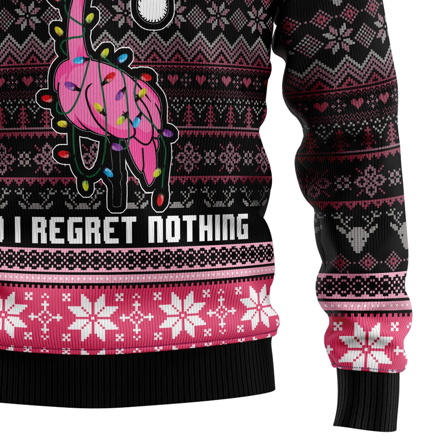 On The Naughty List Flamingo Ugly Christmas Sweater, Santa Flamingo Christmas Lights Ugly Sweater, Flamingo Christmas Crewneck Knitted Ugly Sweater