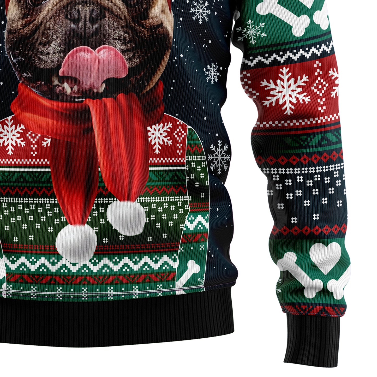 Cool French Bulldog Ugly Christmas Sweater, Frenchie Dog With Antler Christmas Lights Ugly Sweater, Dog Lovers Xmas Crewneck Knitted Ugly Sweater