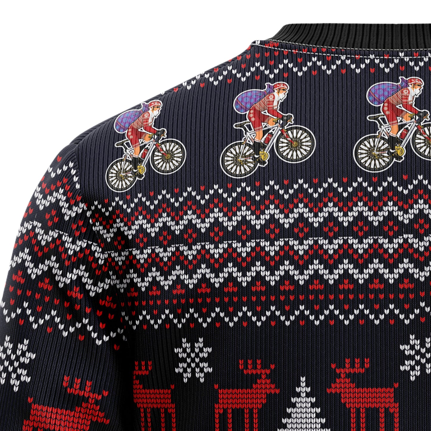 Satan Claus On Mountain Bike Ugly Christmas Sweater, Don't Follow Me I Do Stupid Things Santa Riding Ugly Sweater,biking Crewneck Knitted Sweater