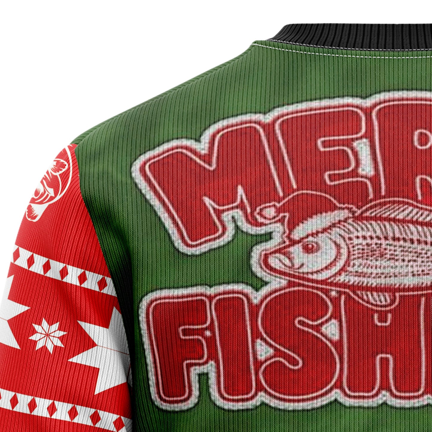 3d Fisherman Costume Christmas Ugly Sweater, Merry Fishmas Ugly Christmas Sweater, Fishing Angler Christmas Gift Crewneck Knitted Ugly Sweater