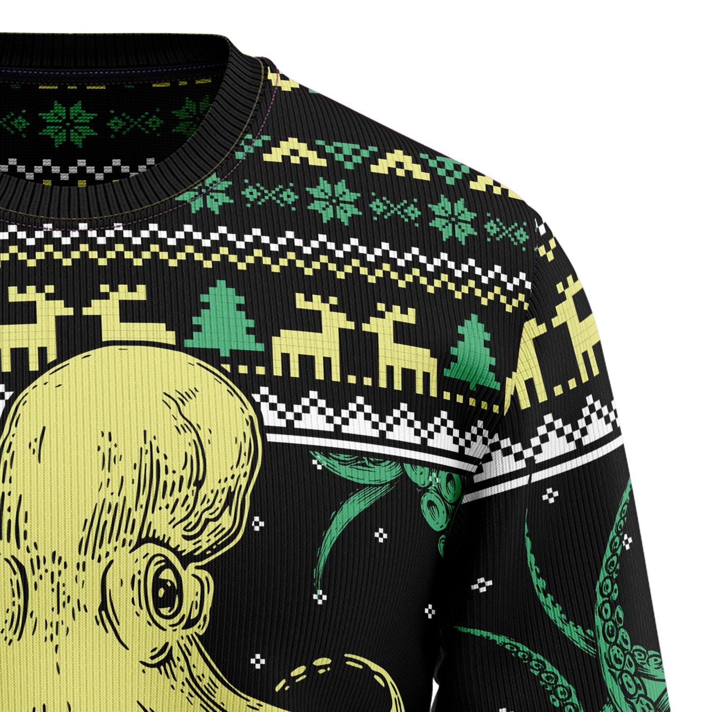 Mythical Octopus Cool Ugly Christmas Sweater, Cthulhu Monster Octopus Christmas Ugly Sweater, Tentacles Christmas Crewneck Knitted Ugly Sweater