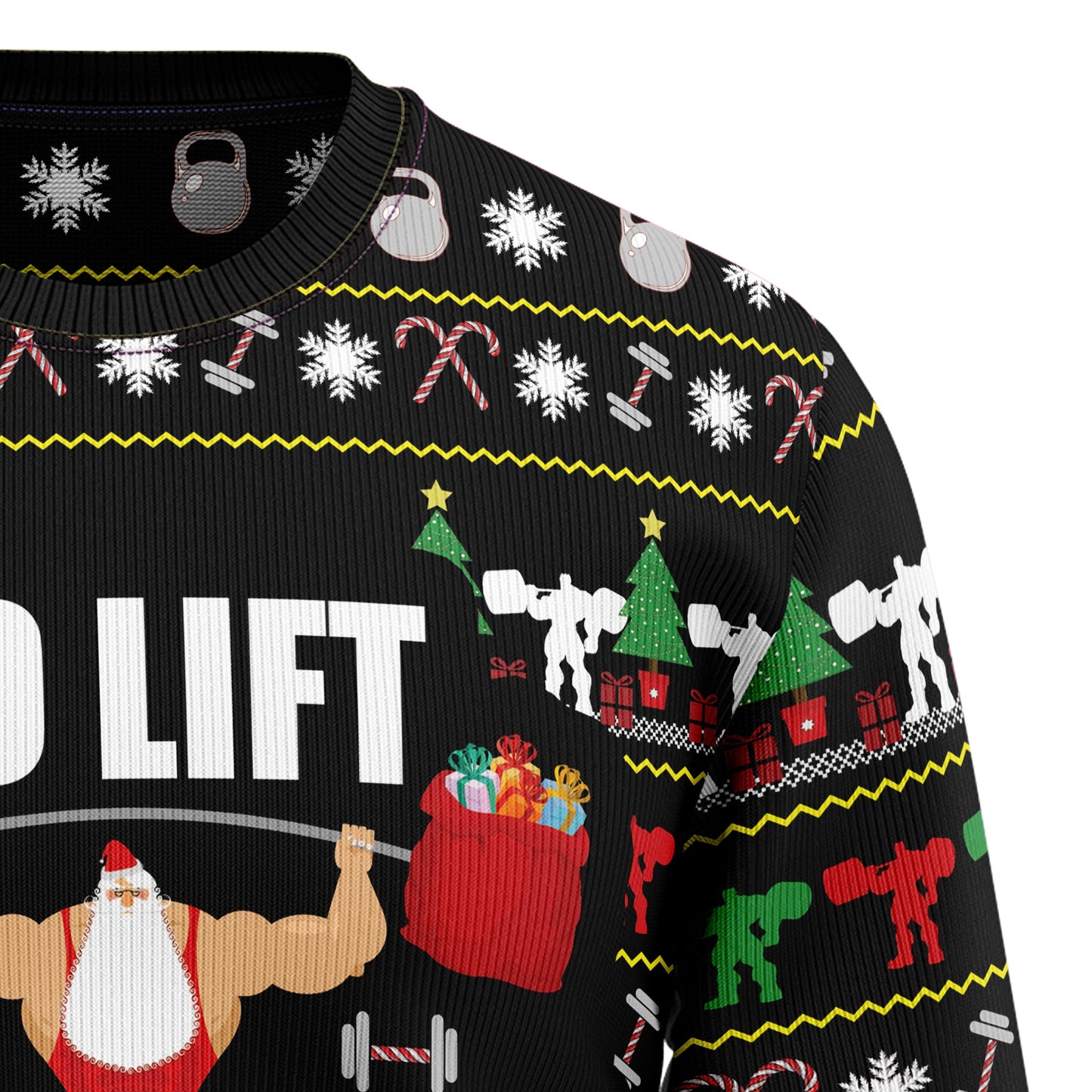 No Lift No Gift Santa Claus Ugly Christmas Sweater, Funny Santa Gym Workout Merry Liftmas Ugly Sweater, Christmas Crewneck Knitted Ugly Sweaters