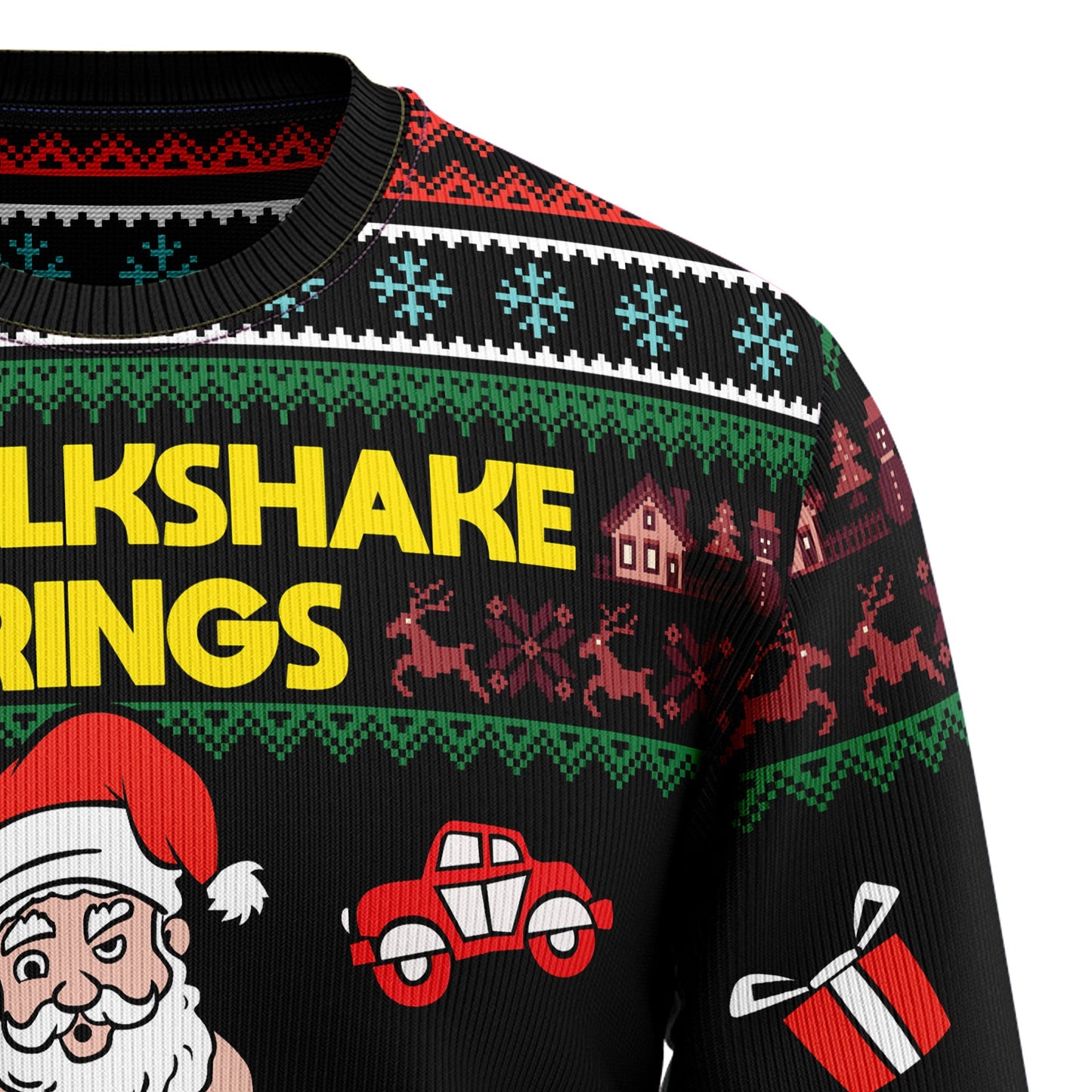 My Milkshake Bring All The Toys To The Yard Ugly Christmas Sweater, Funny Santa Claus Christmas Ugly Sweater, Christmas Crewneck Knitted Ugly Sweater