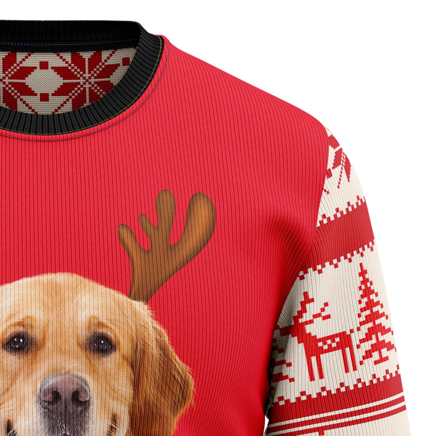 Personalized Dog Face Reindeer Funny Ugly Sweaters, Custom Face With Reindeer Antler Ugly Christmas Sweater, Christmas Crewneck Knitted Ugly Sweater