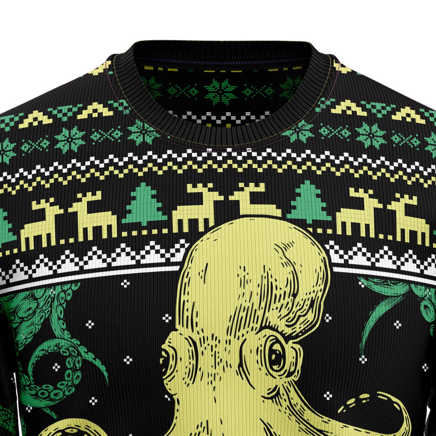 Mythical Octopus Cool Ugly Christmas Sweater, Cthulhu Monster Octopus Christmas Ugly Sweater, Tentacles Christmas Crewneck Knitted Ugly Sweater