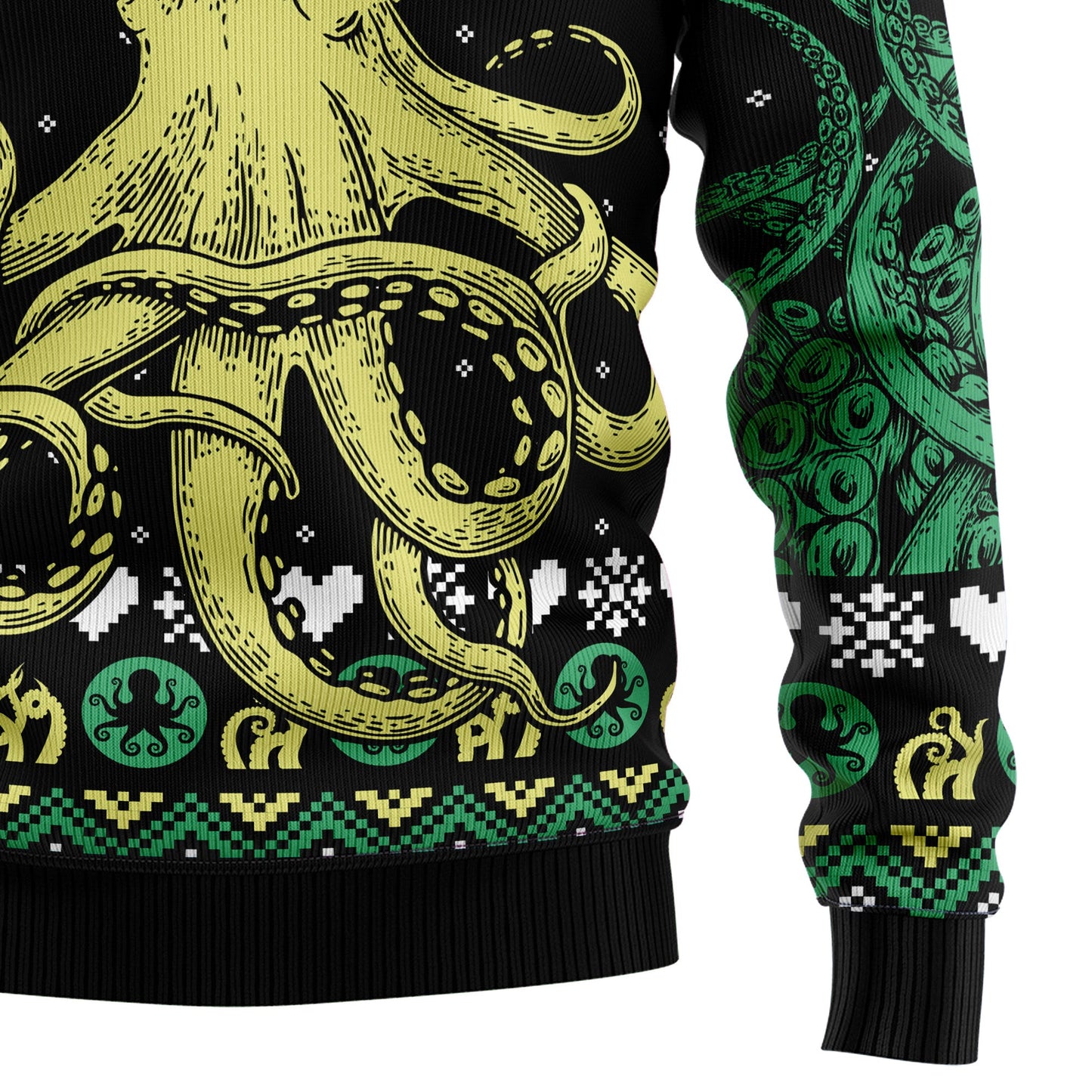 Mythical Octopus Cool Ugly Christmas Sweater, Cthulhu Monster Octopus Christmas Ugly Sweater, Tentacles Christmas Crewneck Knitted Ugly Sweater