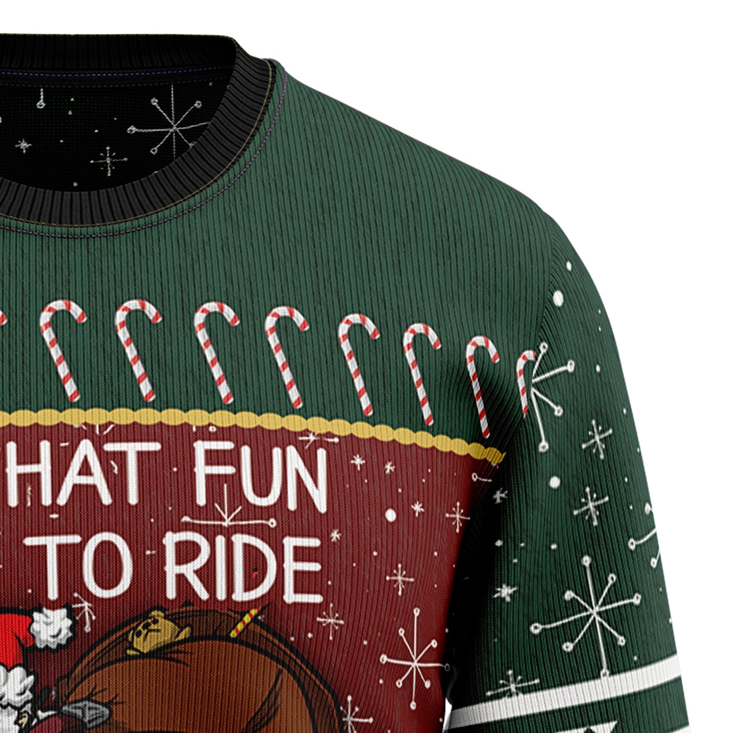 O What Fun It Is To Ride Santa Cycling Ugly Christmas Sweater, Funny Santa Riding Christmas Ugly Sweater, Santa Xmas Crewneck Knitted Ugly Sweater