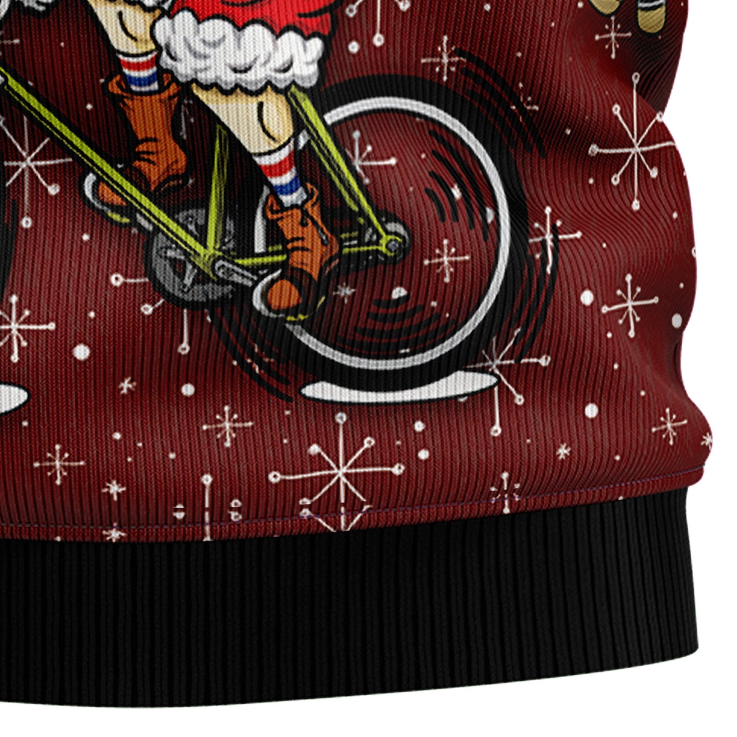 O What Fun It Is To Ride Santa Cycling Ugly Christmas Sweater, Funny Santa Riding Christmas Ugly Sweater, Santa Xmas Crewneck Knitted Ugly Sweater