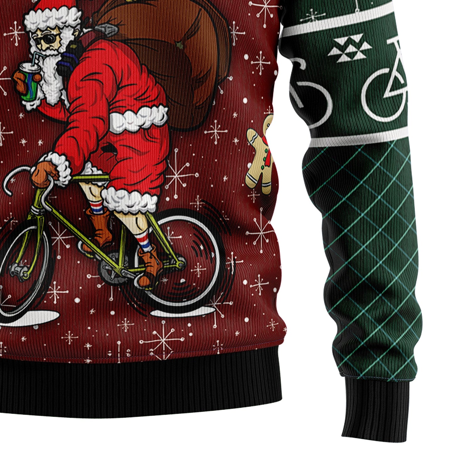 O What Fun It Is To Ride Santa Cycling Ugly Christmas Sweater, Funny Santa Riding Christmas Ugly Sweater, Santa Xmas Crewneck Knitted Ugly Sweater