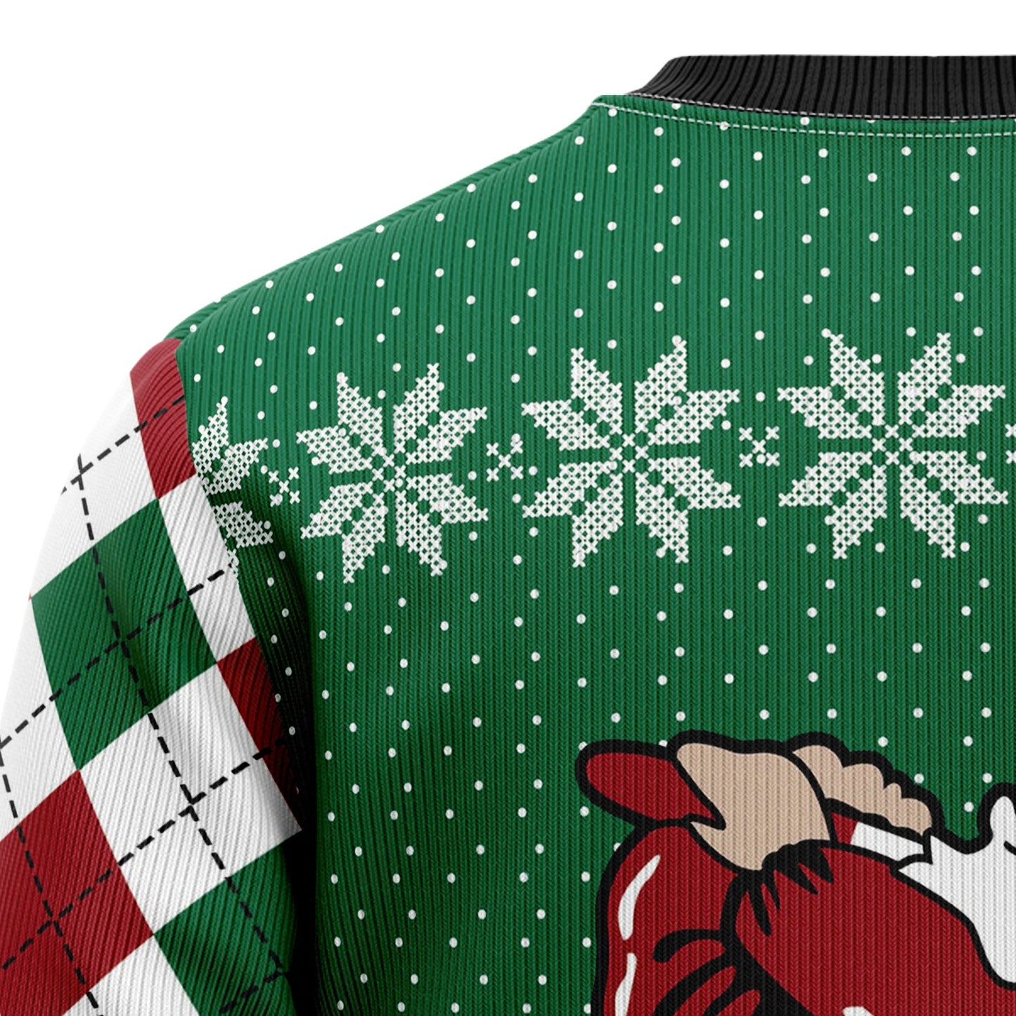 Golfer Santa Ugly Christmas Sweater For Men Women, Santa Love Golfing Snowflake Green Ugly Sweater, Xmas All-over Print Crewneck Knitted Ugly Sweater