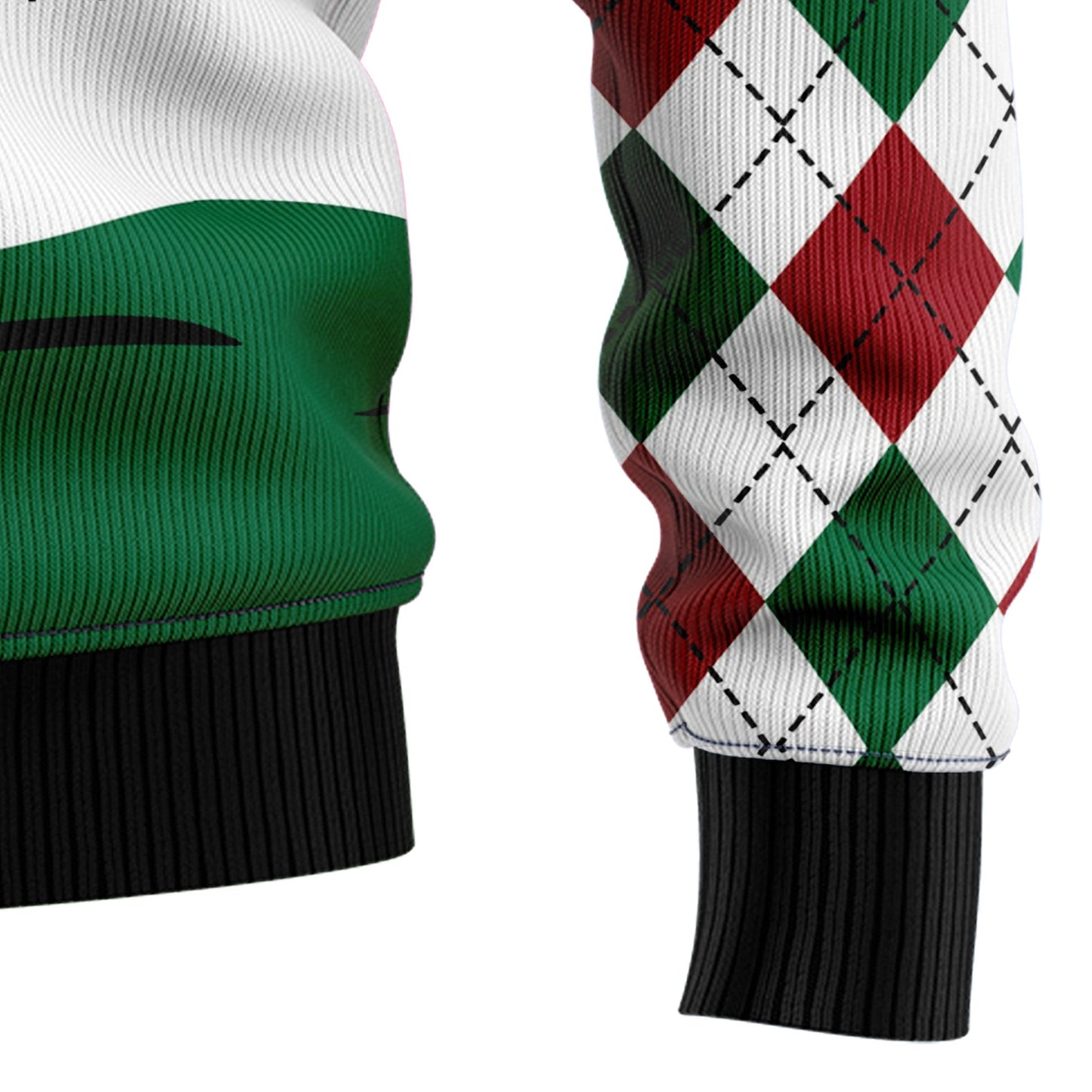 Golfer Santa Ugly Christmas Sweater For Men Women, Santa Love Golfing Snowflake Green Ugly Sweater, Xmas All-over Print Crewneck Knitted Ugly Sweater