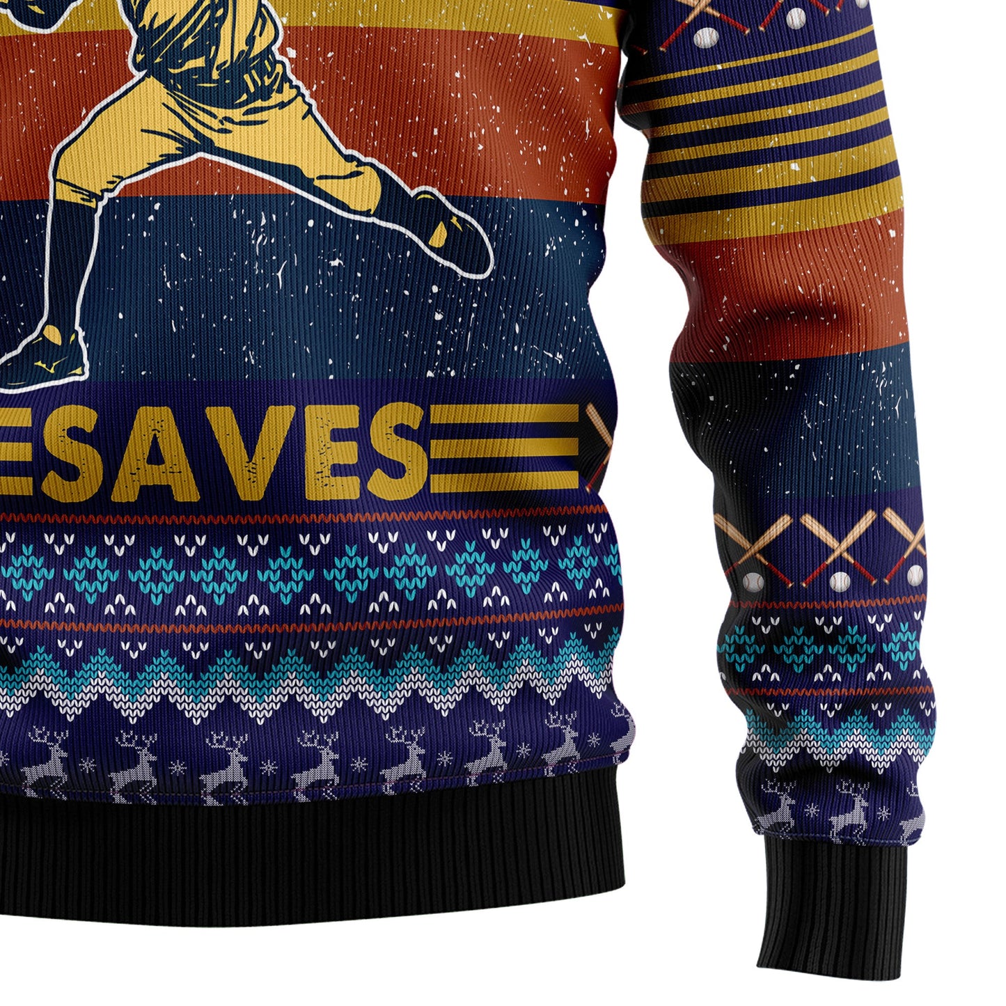 Baseball Jesus Save Ugly Christmas Sweater, Funny Jesus Playing Baseball Christmas Ugly Sweater, Baseball Jesus Xmas Crewneck Knitted Ugly Sweater