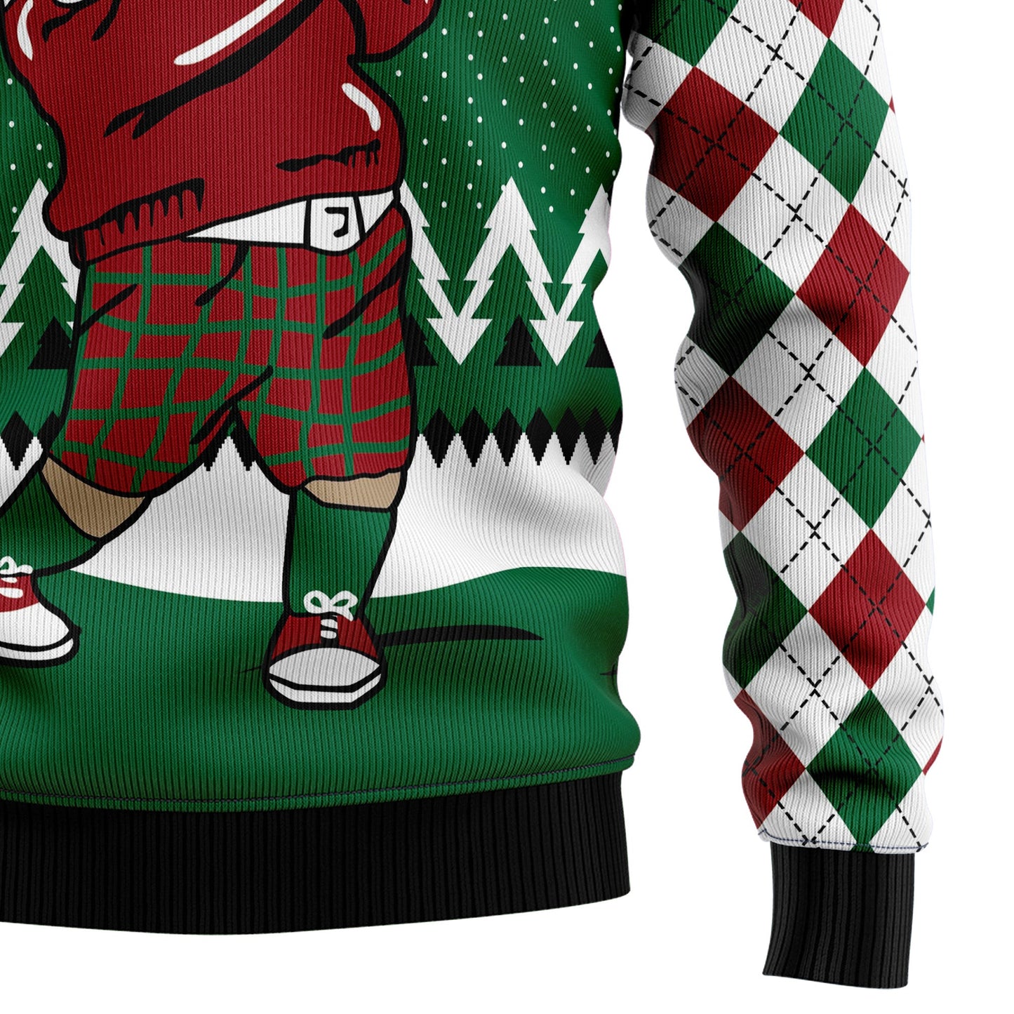 Golfer Santa Ugly Christmas Sweater For Men Women, Santa Love Golfing Snowflake Green Ugly Sweater, Xmas All-over Print Crewneck Knitted Ugly Sweater