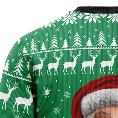 Merry And Masked Christmas 2021 Ugly Sweater, Santa Wearing Face Mask 3d Print Ugly Sweater,funny Social Distancing Crewneck Knitted Ugly Sweater