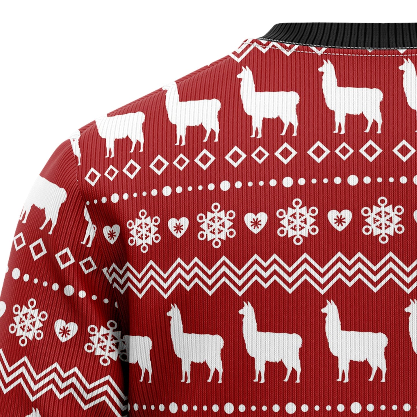 La La La Llama Ugly Christmas Sweater, Funny Llama Singing Christmas Red Ugly Sweater, Llama All-over Print Xmas Crewneck Knitted Ugly Sweater