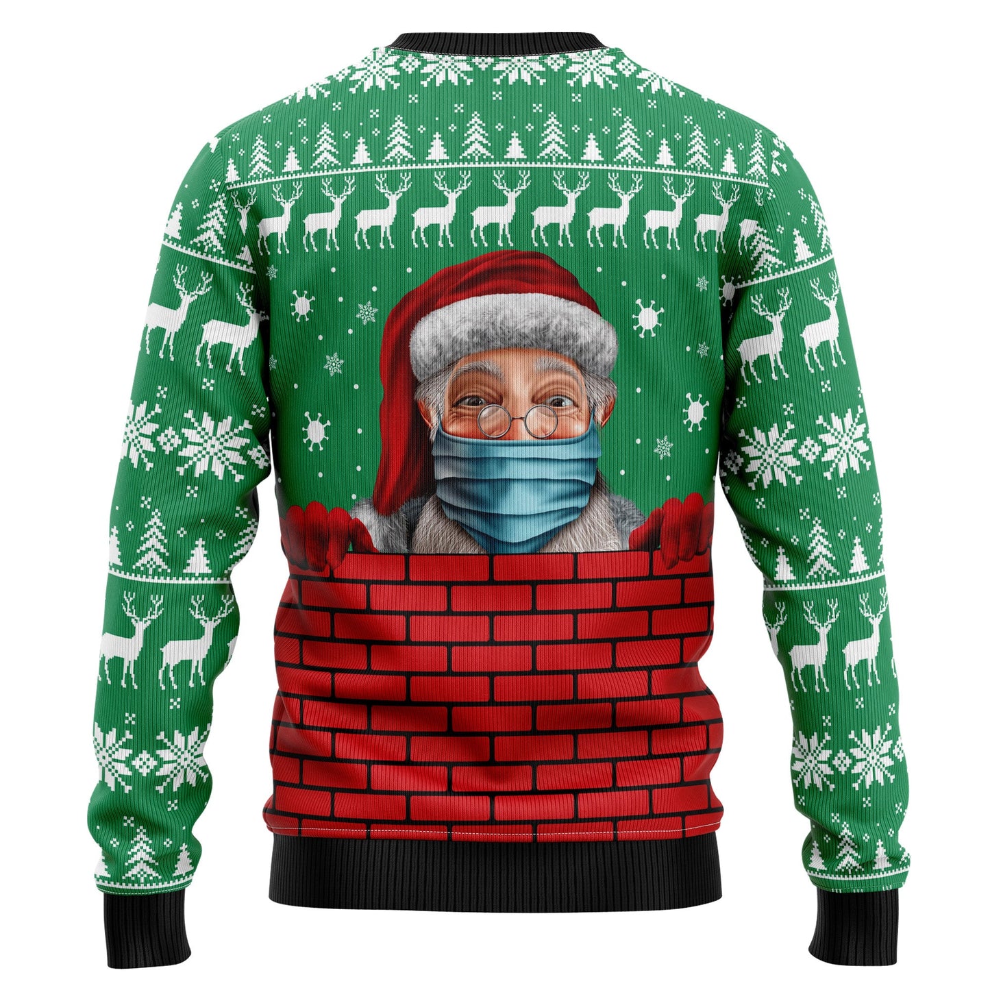 Merry And Masked Christmas 2021 Ugly Sweater, Santa Wearing Face Mask 3d Print Ugly Sweater,funny Social Distancing Crewneck Knitted Ugly Sweater