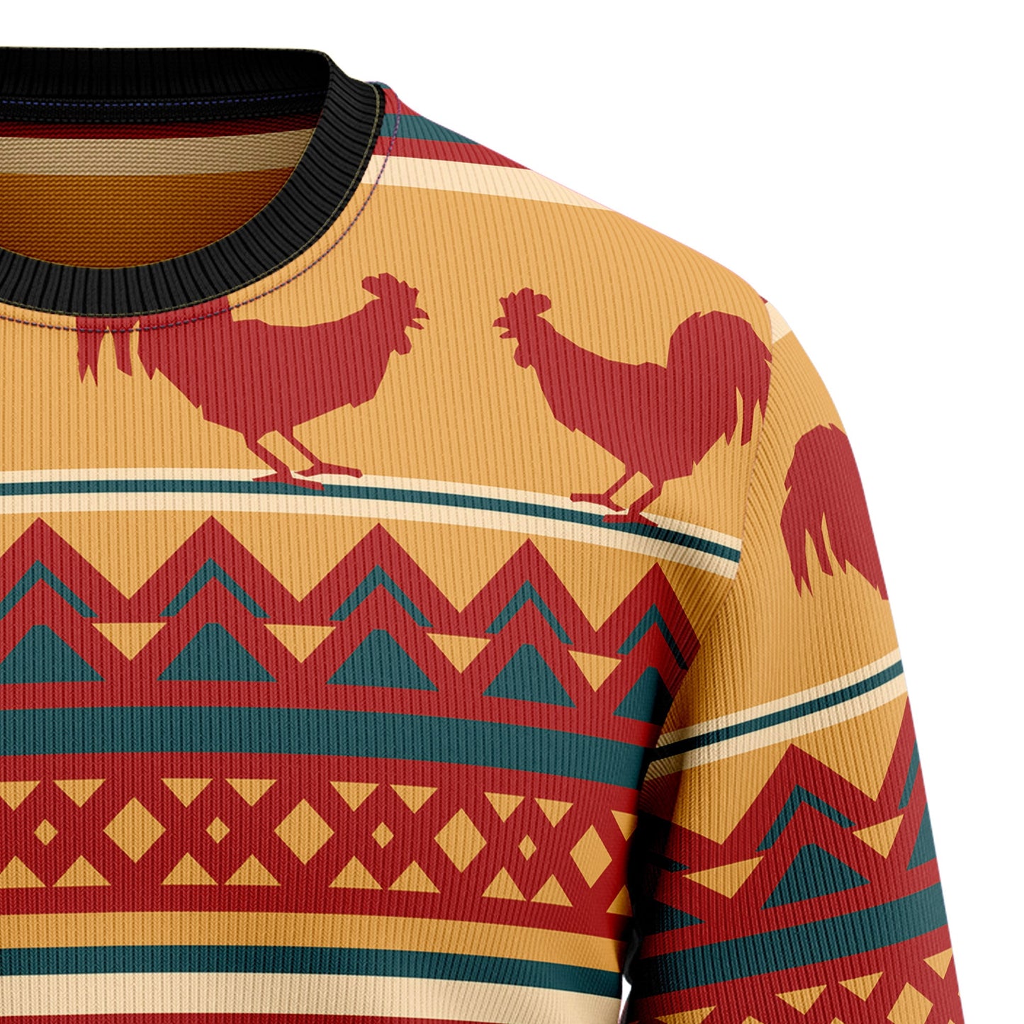 Amazing Chicken Vintage Ugly Christmas Sweater, Rooster All-over Printed Christmas Ugly Sweater, Rooster Chicken Crewneck Knitted Ugly Sweater