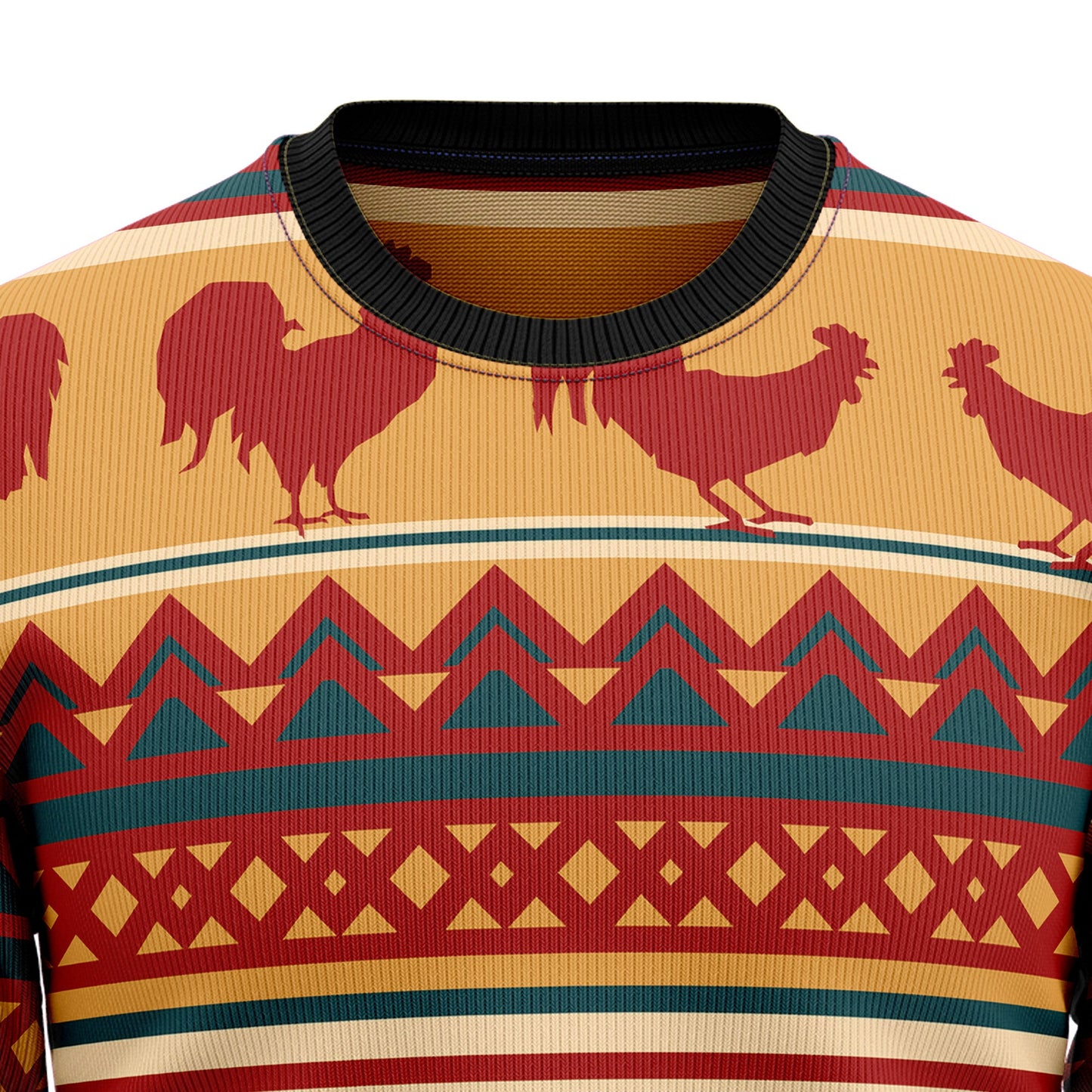 Amazing Chicken Vintage Ugly Christmas Sweater, Rooster All-over Printed Christmas Ugly Sweater, Rooster Chicken Crewneck Knitted Ugly Sweater