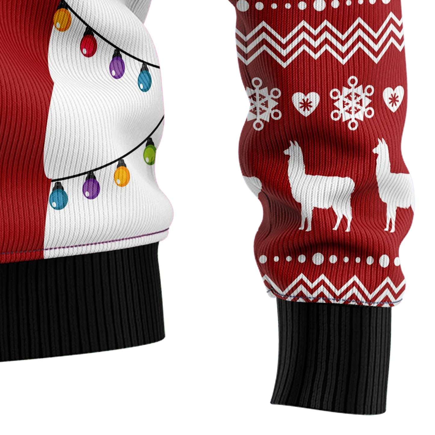 La La La Llama Ugly Christmas Sweater, Funny Llama Singing Christmas Red Ugly Sweater, Llama All-over Print Xmas Crewneck Knitted Ugly Sweater