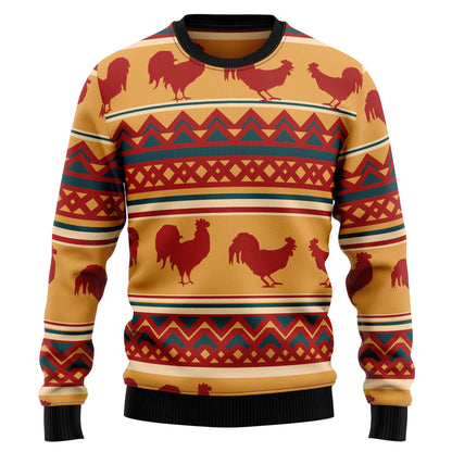 Amazing Chicken Vintage Ugly Christmas Sweater, Rooster All-over Printed Christmas Ugly Sweater, Rooster Chicken Crewneck Knitted Ugly Sweater