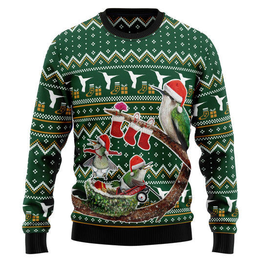 Christmas Hummingbird Family Ugly Christmas Sweater, Santa Hummingbirds Christmas Ugly Sweater, Hummingbird Aop Crewneck Knitted Ugly Sweater