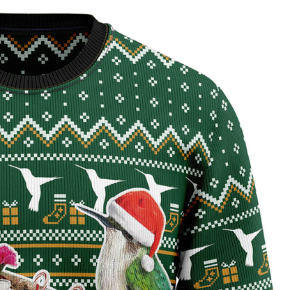 Christmas Hummingbird Family Ugly Christmas Sweater, Santa Hummingbirds Christmas Ugly Sweater, Hummingbird Aop Crewneck Knitted Ugly Sweater
