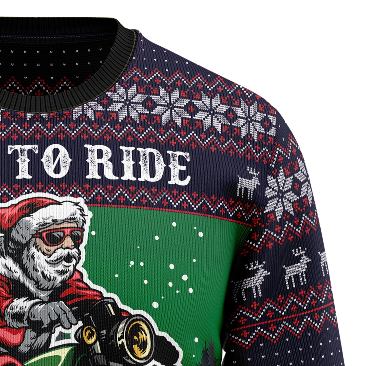 Santa Riding Motor Live To Ride Ugly Christmas Sweater, Motorcycle Santa Claus Xmas Ugly Sweater, Santa Biker Xmas Crewneck Knitted Ugly Sweater