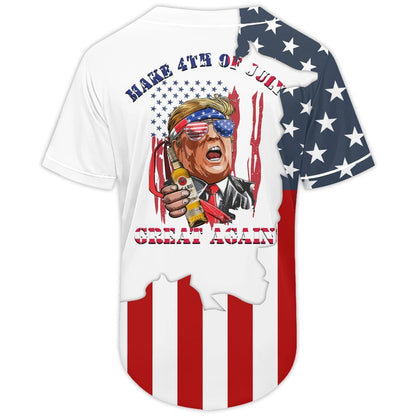 Custom Bacardi Rum Donald Trump Us Flag Baseball Jersey, Trump With Bacardi Rum White Baseball Jersey, Bacardi Rum 4th Of July Baseball Jersey
