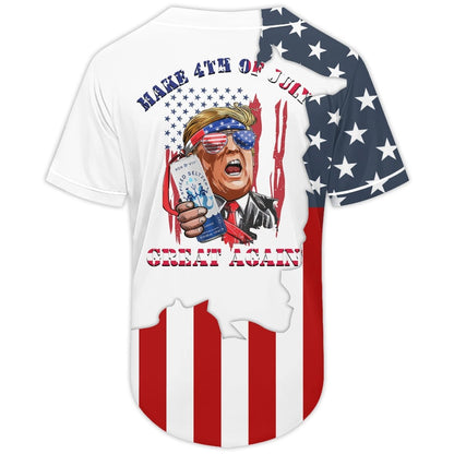 Custom Spiked Seltzer Donald Trump Us Flag Baseball Jersey, Trump With Spiked Seltzer Baseball Jersey, Spiked Seltzer 4th Of July Baseball Jersey