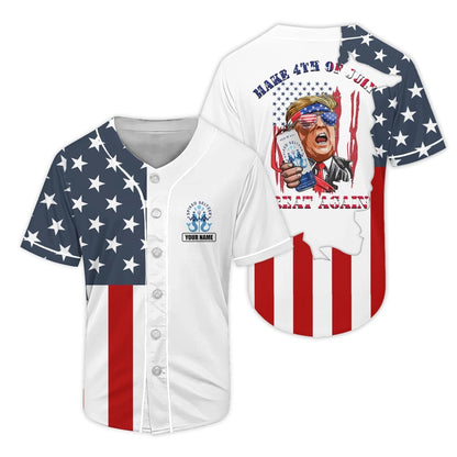 Custom Spiked Seltzer Donald Trump Us Flag Baseball Jersey, Trump With Spiked Seltzer Baseball Jersey, Spiked Seltzer 4th Of July Baseball Jersey