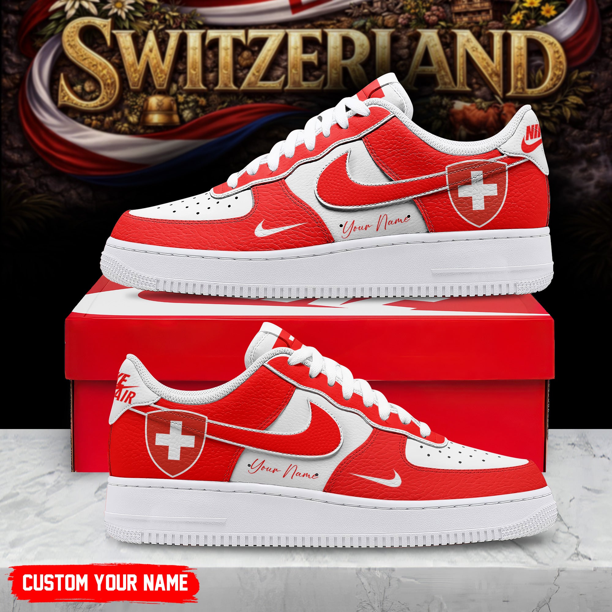 Switzerland | Premium WC26 Custom AF1 Shoes