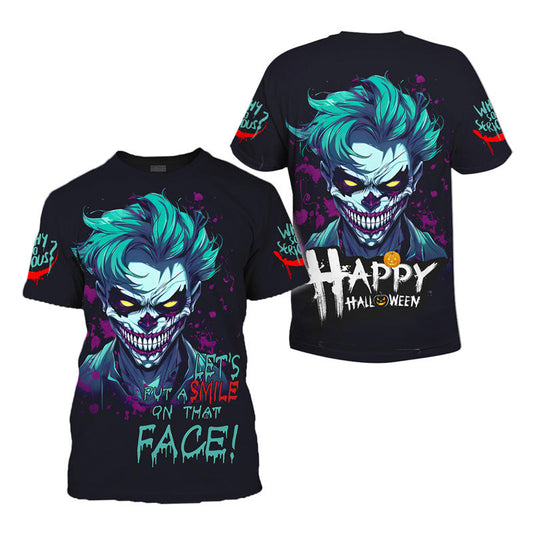 Happy Halloween Let's Put A Smile On That Face 3d T-shirt, Joker All Over Print Tshirt