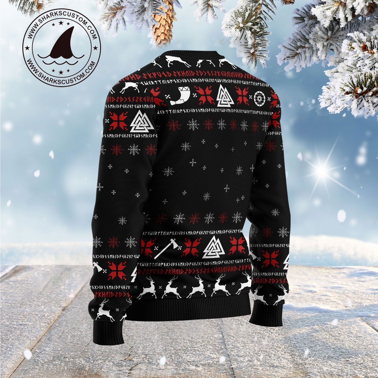 Viking Deck The Halls With Skulls And Bodies Falala Ugly Sweater, Christmas Viking Santa Val-hal-la Ugly Sweater, Xmas Crewneck Knitted Ugly Sweater