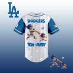 Baseball Jersey L.A Dodgers Tom & Jerry Style – Cute Cartoon Fan Gift Shirt.