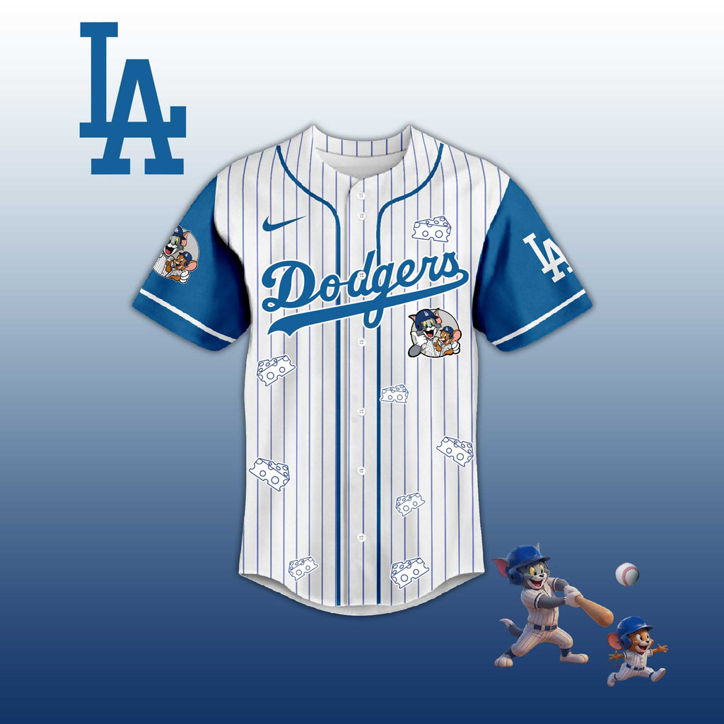 Baseball Jersey L.A Dodgers Tom & Jerry Style – Cute Cartoon Fan Gift Shirt.