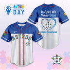 H Astros In April We Wear Blue Autism Baseball Jersey.