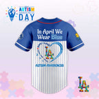 L.A Dodgers In April We Wear Blue Autism Baseball Jersey.