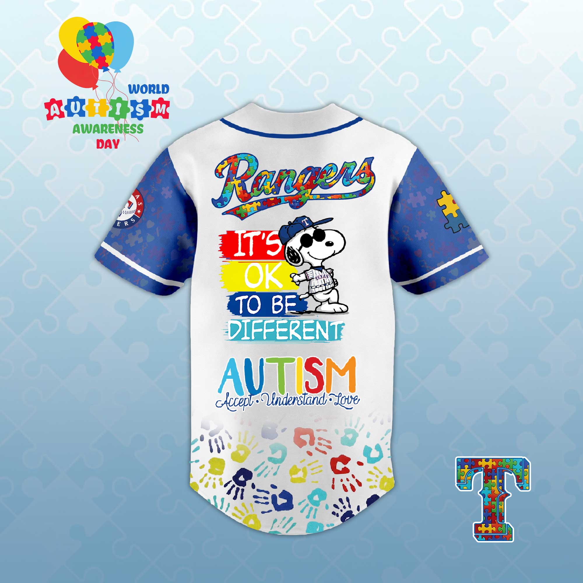 T.Rangers Autism Awareness 2026 Limited Editions Baseball Jersey.