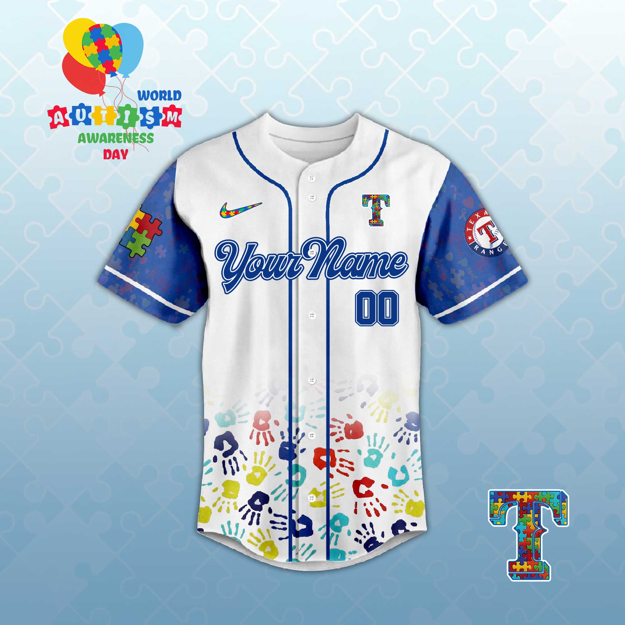 T.Rangers Autism Awareness 2026 Limited Editions Baseball Jersey.