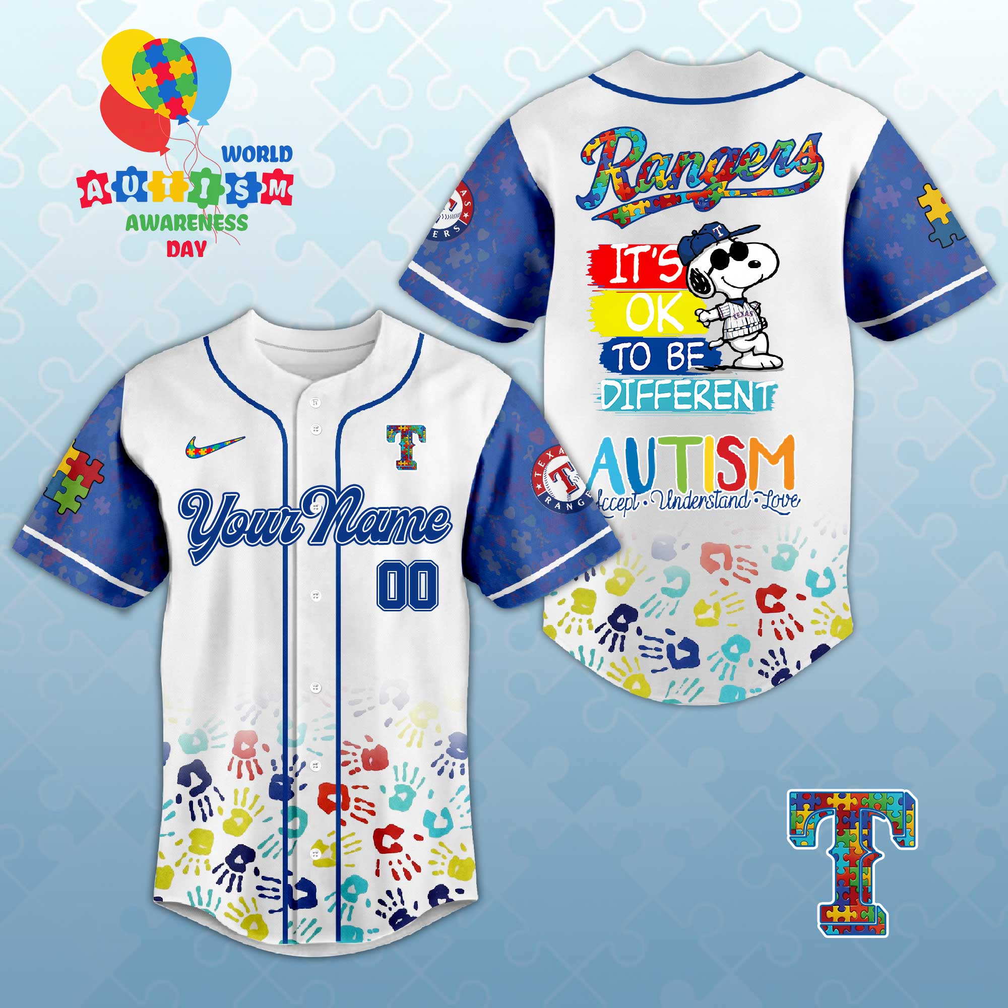 T.Rangers Autism Awareness 2026 Limited Editions Baseball Jersey.