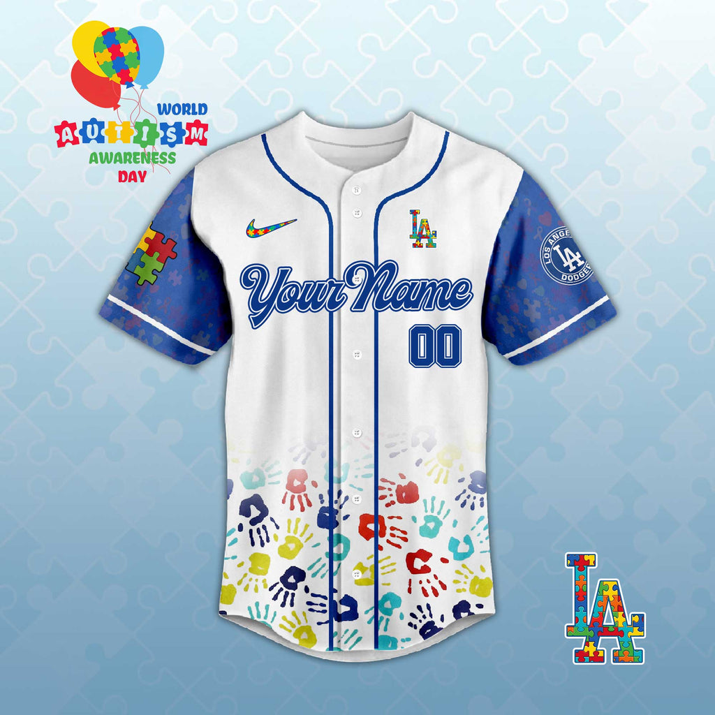 LA. Dodgers Autism Awareness 2026 Limited Editions Baseball Jersey.