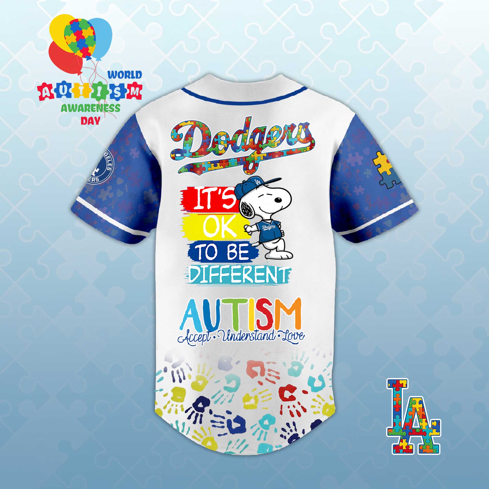 LA. Dodgers Autism Awareness 2026 Limited Editions Baseball Jersey.