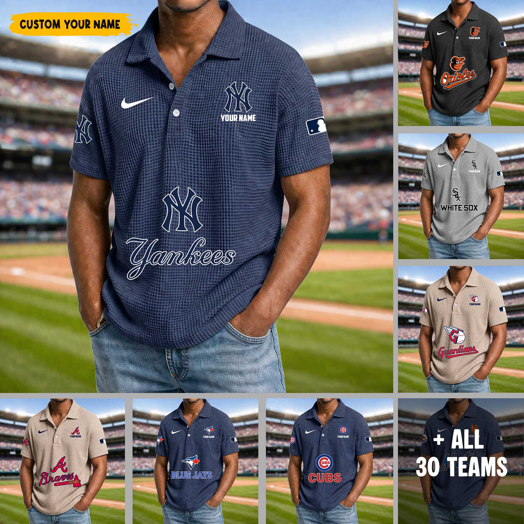 Baseball Waffle Collar Polo Shirt Collection