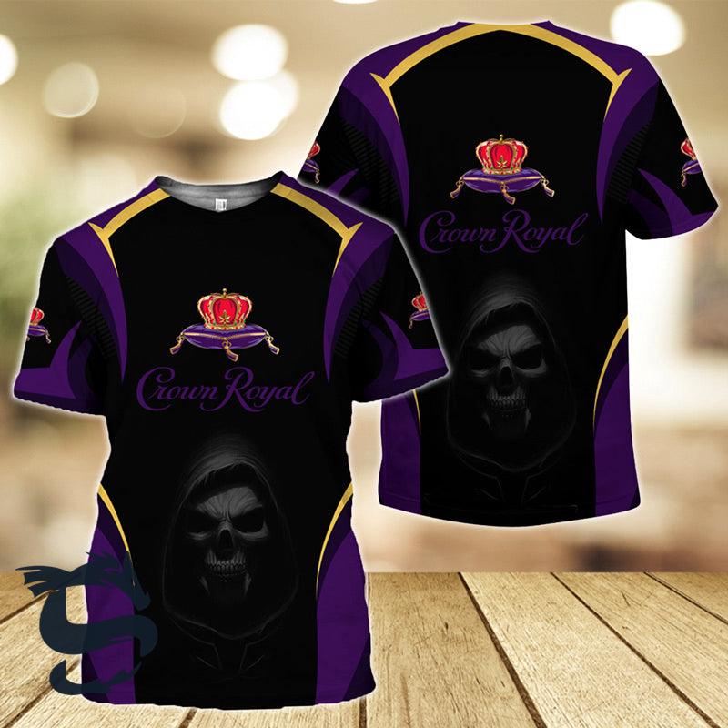 Black Skull Crown Royal Whisky 3D T-shirt, Black Skull Crown Royal Whisky T-shirt
