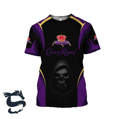 Black Skull Crown Royal Whisky 3D T-shirt, Black Skull Crown Royal Whisky T-shirt